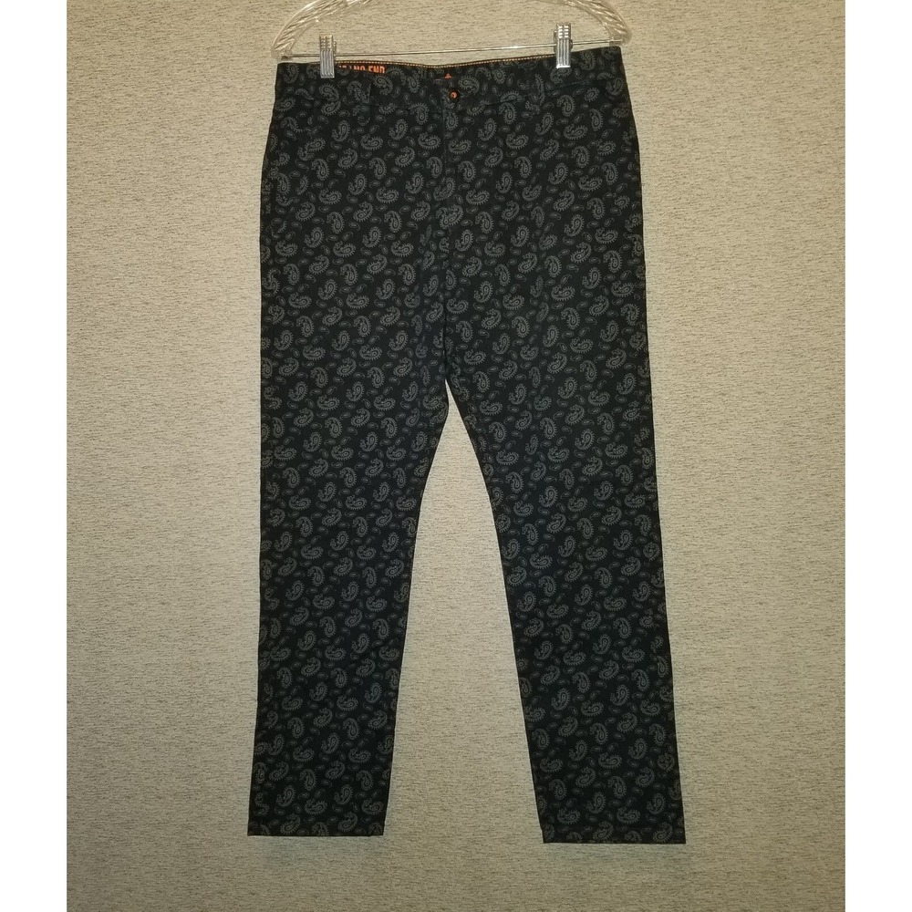 Dockers Pants Mens Actual 33x27 Navy Paisley Print Alpha Slouch Khaki Cotton